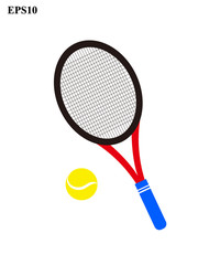 Tennis racket and ball icons on white background vector illustration