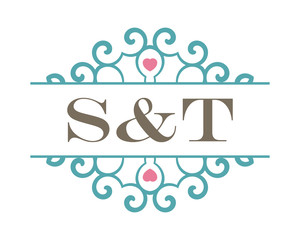 S&T initial ornament wedding logo