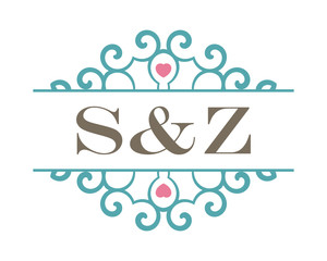 S&Z initial ornament wedding logo