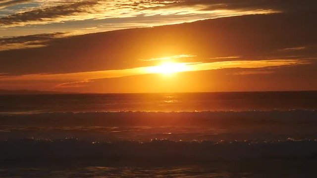Sunset at the Pacific Ocean at the beach of Santa Cruz, California