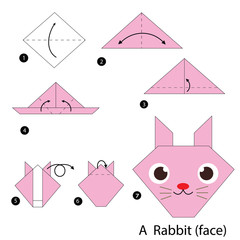 step by step instructions how to make origami A Rabbit.