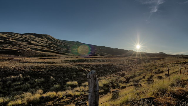 HDR Dynamic Grasslands Setting Sun Time Lapse, Waikoloa Ranch Land, Big Island
