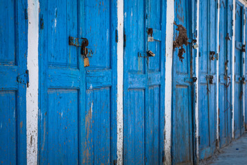 blue doors in essaouira,Morocco