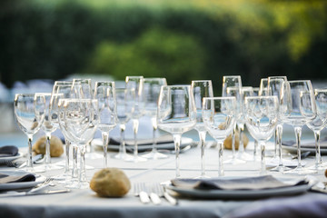 Wine Glasses and table prepared