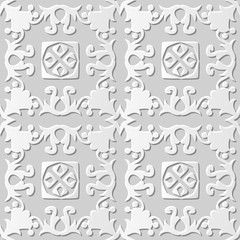 Vector damask seamless 3D paper art pattern background 075 Spiral Cross Flower
