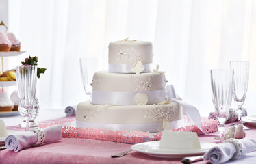 Beautiful served table for wedding or other celebration in restaurant