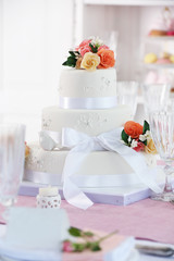 Beautiful served table for wedding or other celebration in restaurant