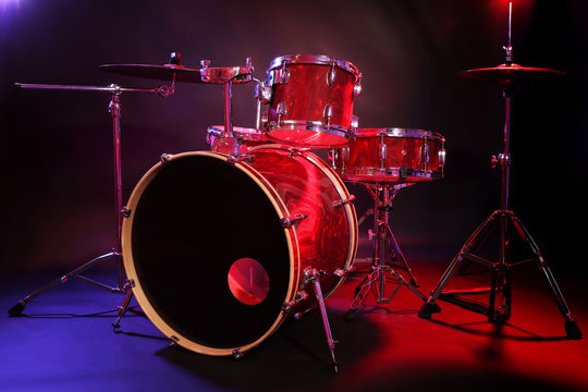Drum set on a stage