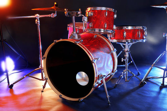 Drum set on a stage