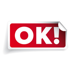 OK sign sticker vector red
