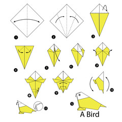 step by step instructions how to make origami A Bird.