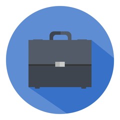 Business Suitcase in Black Sign In Blue Circle With Shadow