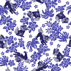 ハイビスカスと獅子の パターン