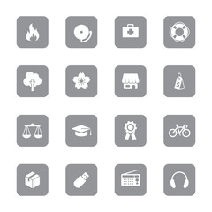 gray web icon set 6 on rounded rectangle for web design, user interface (UI), infographic and mobile application (apps)