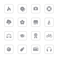 gray web icon set 6 with rounded rectangle frame for web design, user interface (UI), infographic and mobile application (apps)