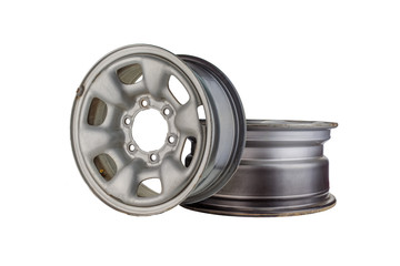 Two Car wheel, Car alloy rim on white background, Wheel isolated on white