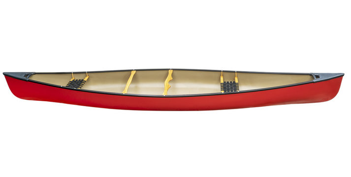 red tandem canoe isolated