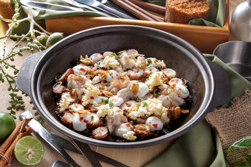 seafood rice served on claypot