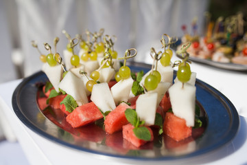 plates with fruits