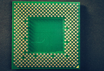 Computer processor on brown background