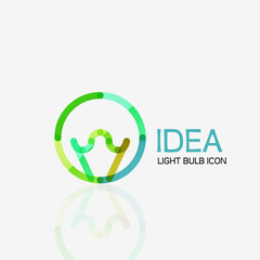 Logo, vector light bulb abstract linear geometric business icon. Idea concept