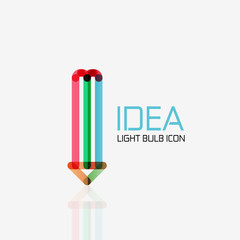 Logo, vector light bulb abstract linear geometric business icon. Idea concept