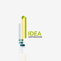 Logo, vector light bulb abstract linear geometric business icon. Idea concept