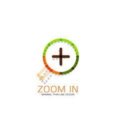Vector thin line design logo magnifying glass, search and find or zoom logotype concept. Linear minimalistic business icon