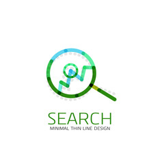 Vector thin line design logo magnifying glass, search and find or zoom logotype concept. Linear minimalistic business icon