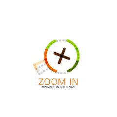 Vector thin line design logo magnifying glass, search and find or zoom logotype concept. Linear minimalistic business icon