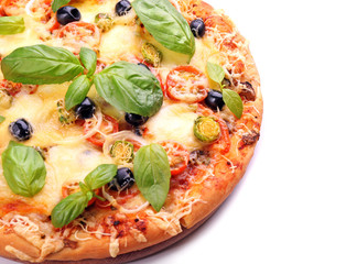 Delicious fresh pizza isolated on white