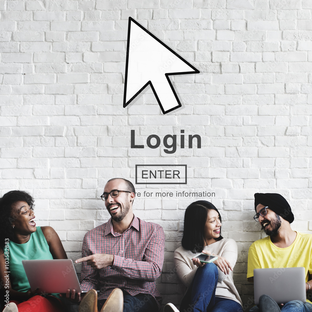 Poster log in profile enter arrpw icon concept