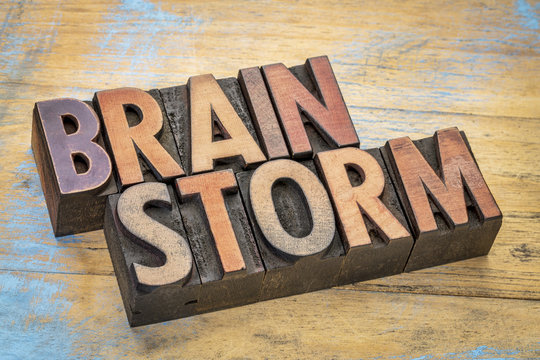 brainstorm word in wood type