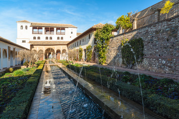 Fototapeta na wymiar Generalife Gardens. Alhambra palace at Granada. Spain