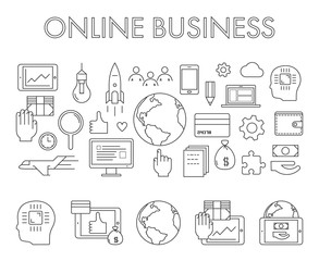 Vector line design concept web banner for online business.