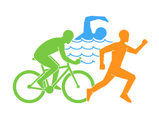 Color vector linear and flat logo triathlon.