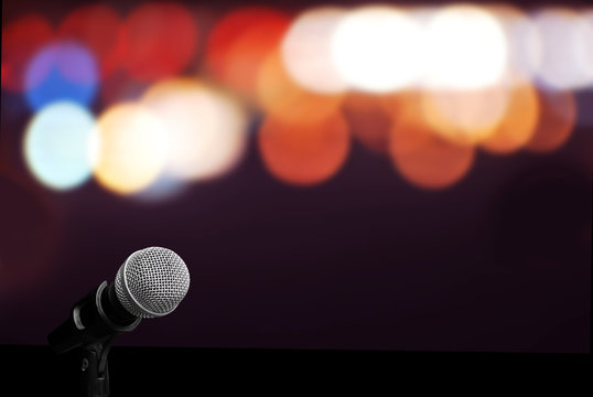 Microphone on stage background 