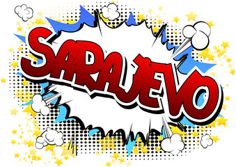 Obraz premium Sarajevo - Comic book style word.