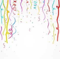 Colorful celebration ribbon with confetti