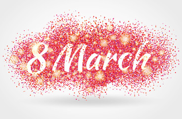  eight 8 march womens day pink glitter background 