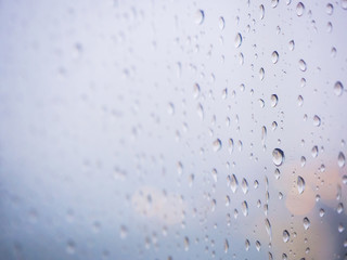Rain drop on glass background feeling sad