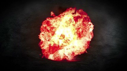 Countdown animation from 5 to 0 with explosion fire burning and ice cold frosty effect background to frozen the number for cinematic introduction title presentation in 4k in thrilling element concept