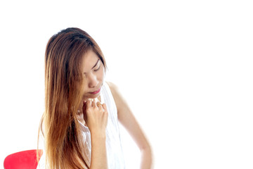 Fototapeta premium Portrait of a beautiful young woman thinking