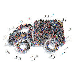 group  people  shape  car