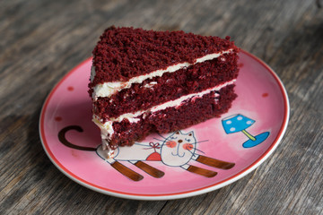 strawbarry cake on wooden table