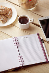 Morning coffee while making notes