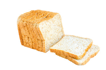 whole wheat bread isolate on white background