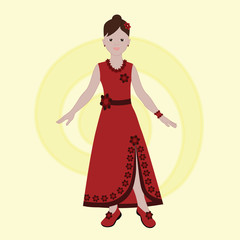 Sweet girl in a red dress. Girl dancer. Flamenco.