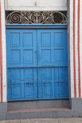 blue old door view as background
