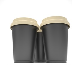 Three paper coffee cups